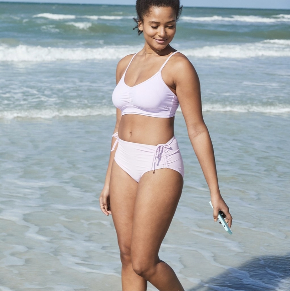 CALIA Lavender Sky Ruched Side Bikini Bottom